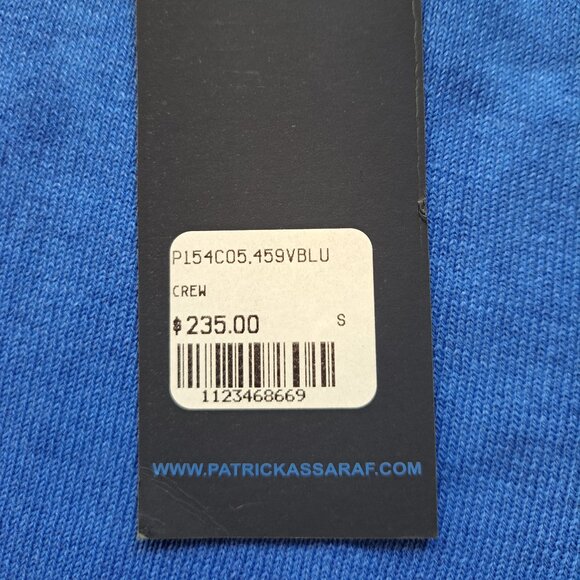 NWT Men's Patrick Assaraf 100% Cotton Crew Neck Blue Pullover Sweater Size S - Picture 8 of 14